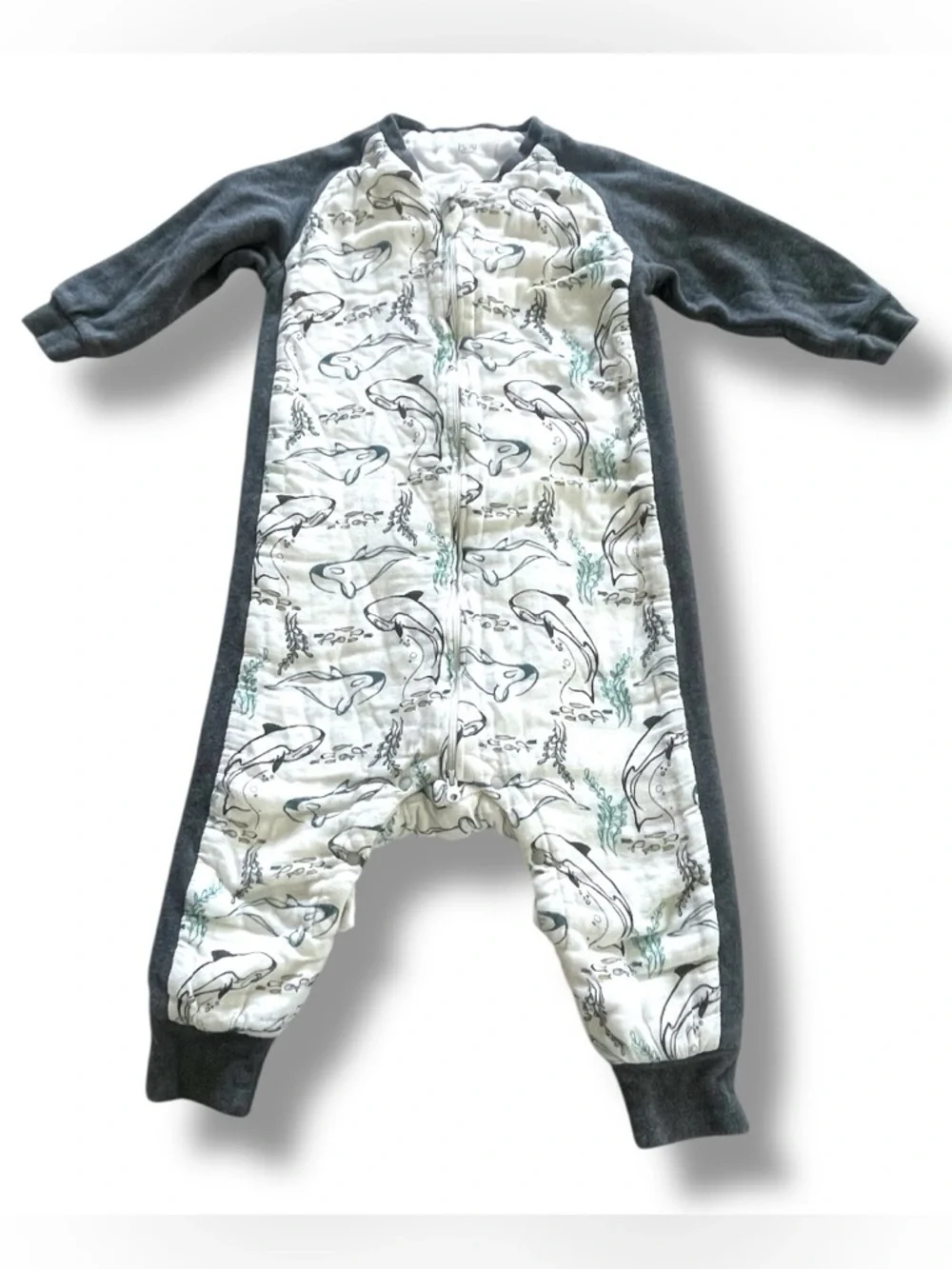 Nest Designs Baby Sleep Suit Whale Print Zip Snap Convertible Foot Pajamas 18M